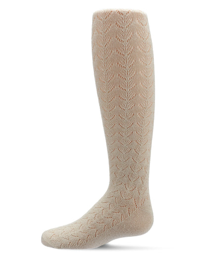 Girls' Shimmer Pointelle Cotton Tights : Color: Gold