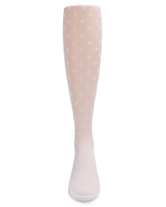 Girl's Flocked Arrow Sheer Tights : Color: White