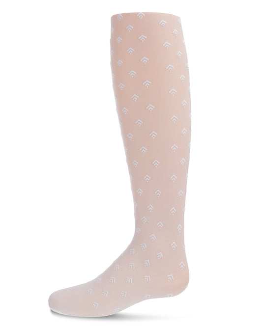 Girl's Flocked Arrow Sheer Tights : Color: White