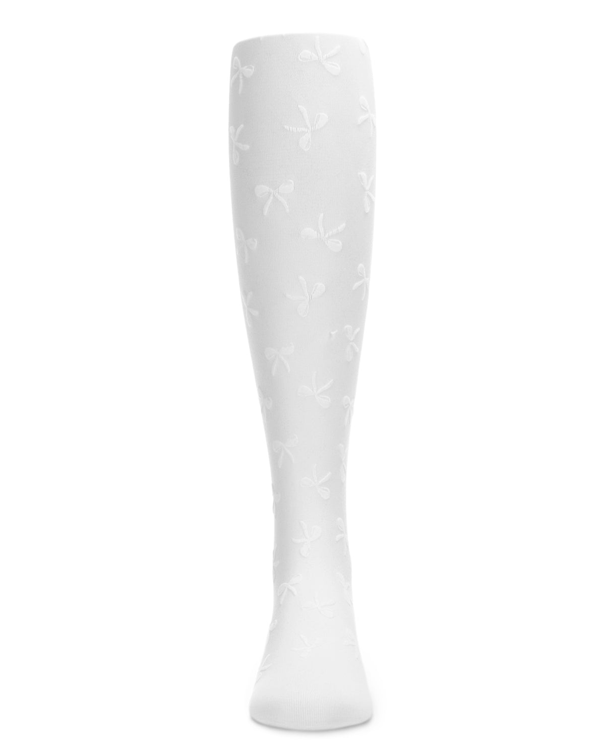 Women's Flocked Sassy Bow Nylon Tights : Color: White