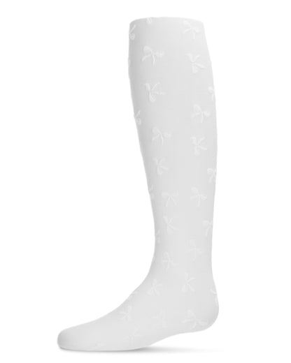Women's Flocked Sassy Bow Nylon Tights : Color: White