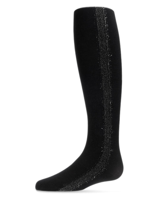 Girls' Lurex Side Seam Opaque Sparkle Tights : Color: Black