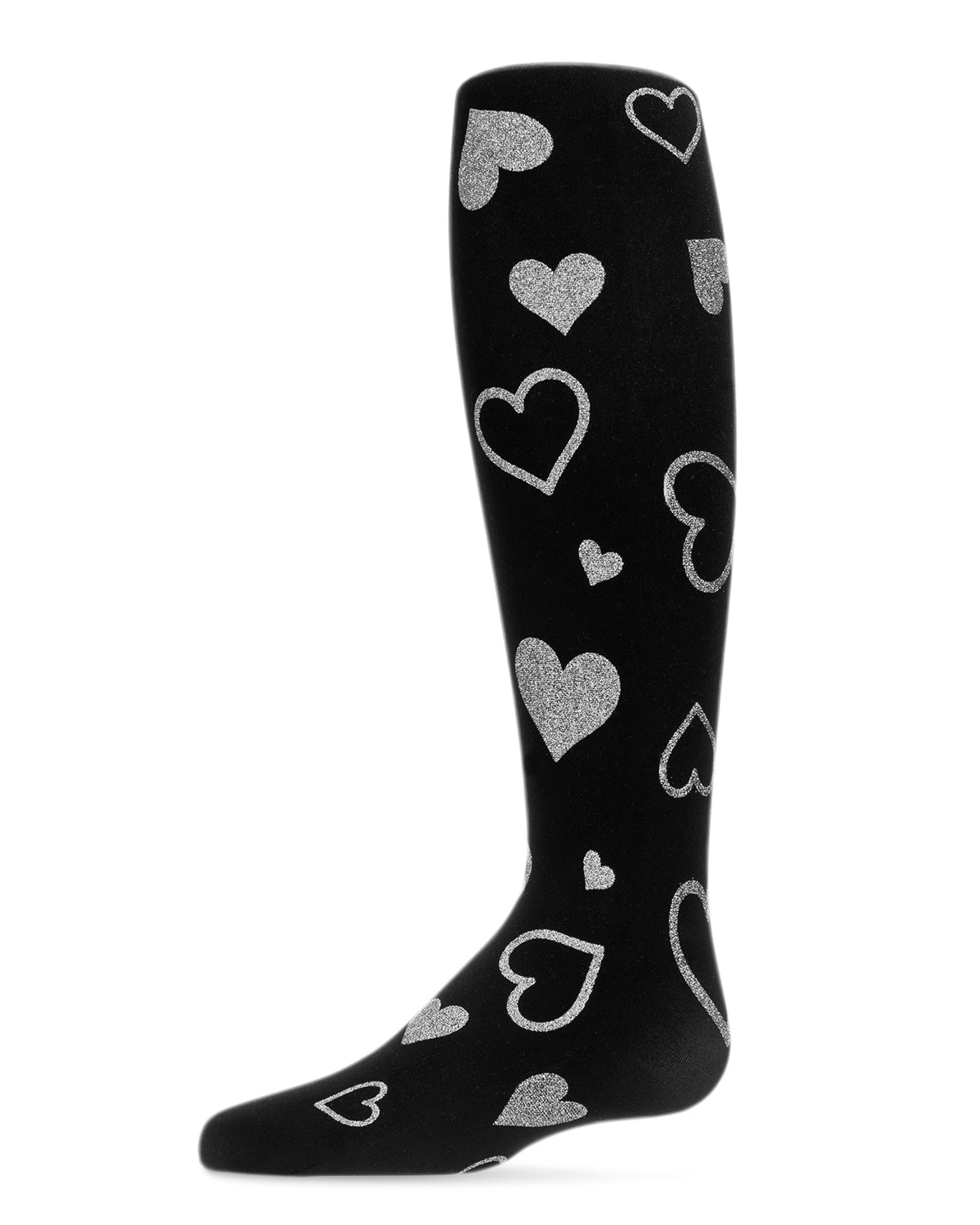 Sparkling Glitter Heart Tights : Color: Black