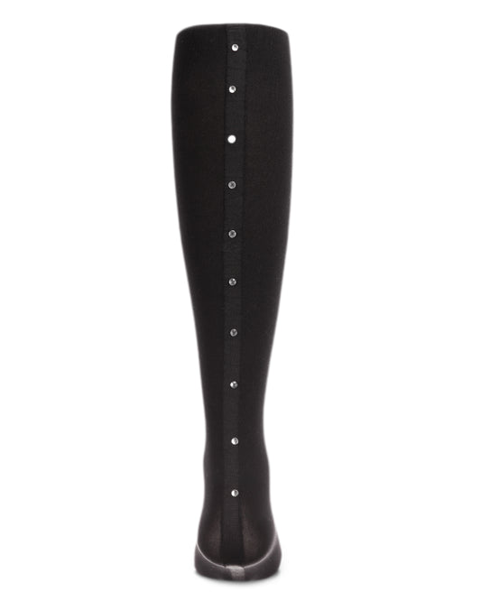 Crystal Backseam Opaque Girls Tights : Color: Black