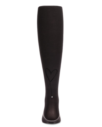 Sweet Heart Flocked Opaque Tights : Color: Black