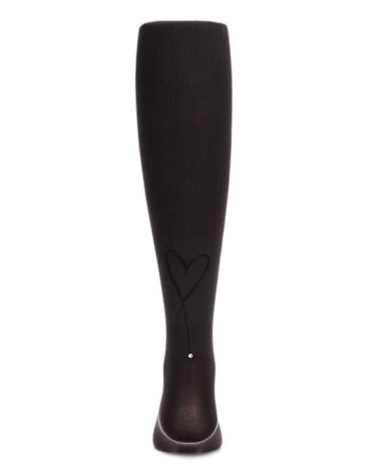 Sweet Heart Flocked Opaque Tights : Color: Black