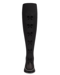 Flocked Backseam Bow Opaque Tights
