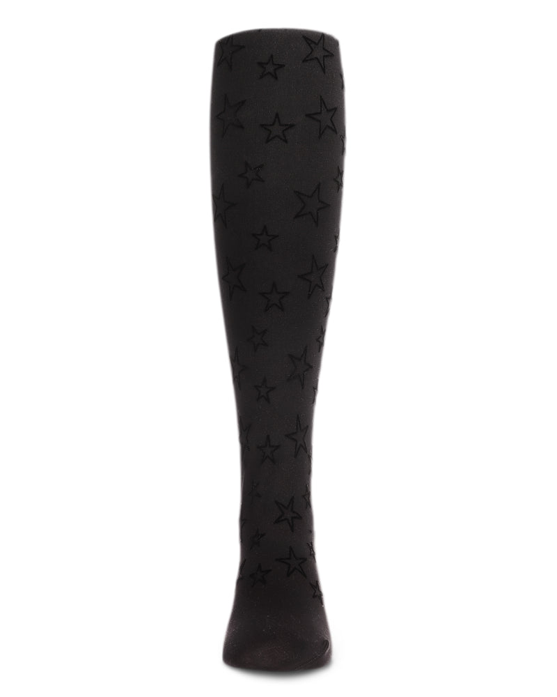 All Over Star Flocked Opaque Tights