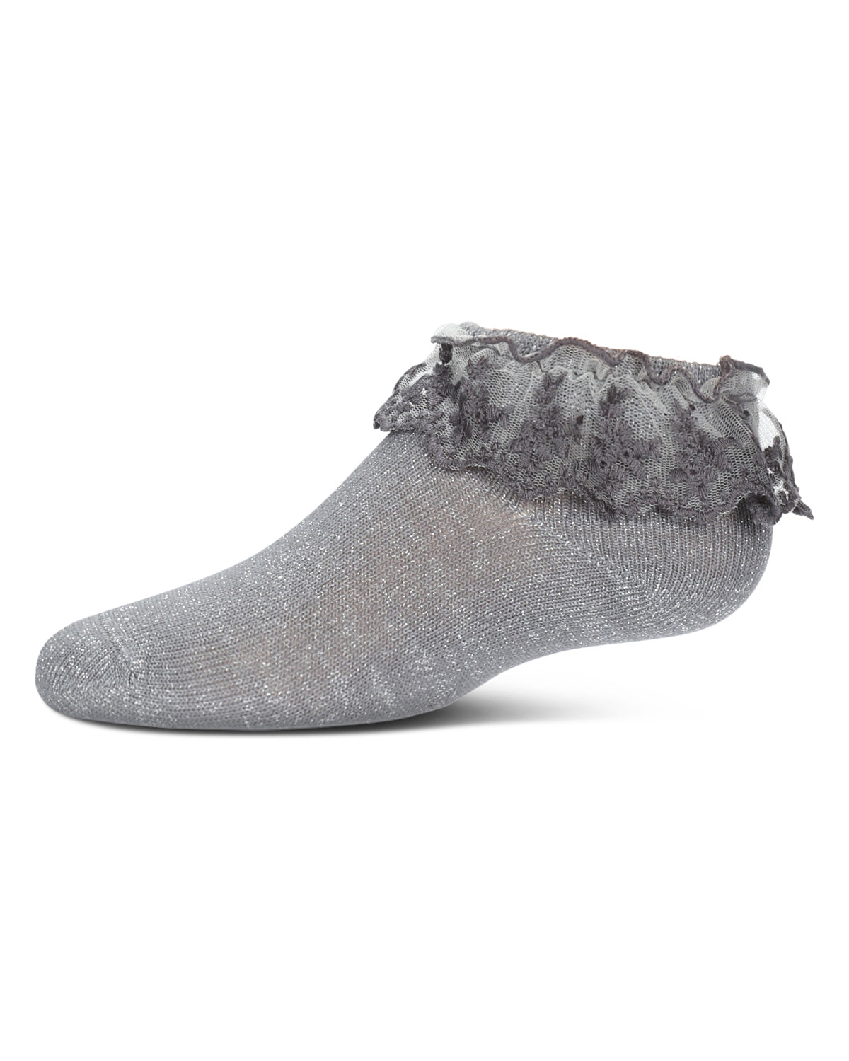 Girls' Step and Shimmer Ruffle Anklet Socks : Color: Gray