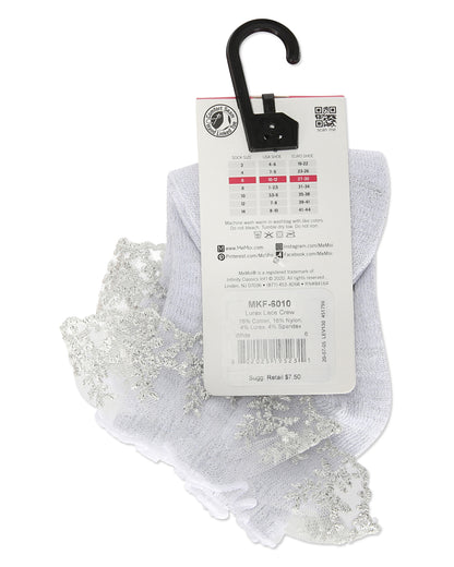 Girls' Step and Shimmer Ruffle Anklet Socks : Color: Winter White