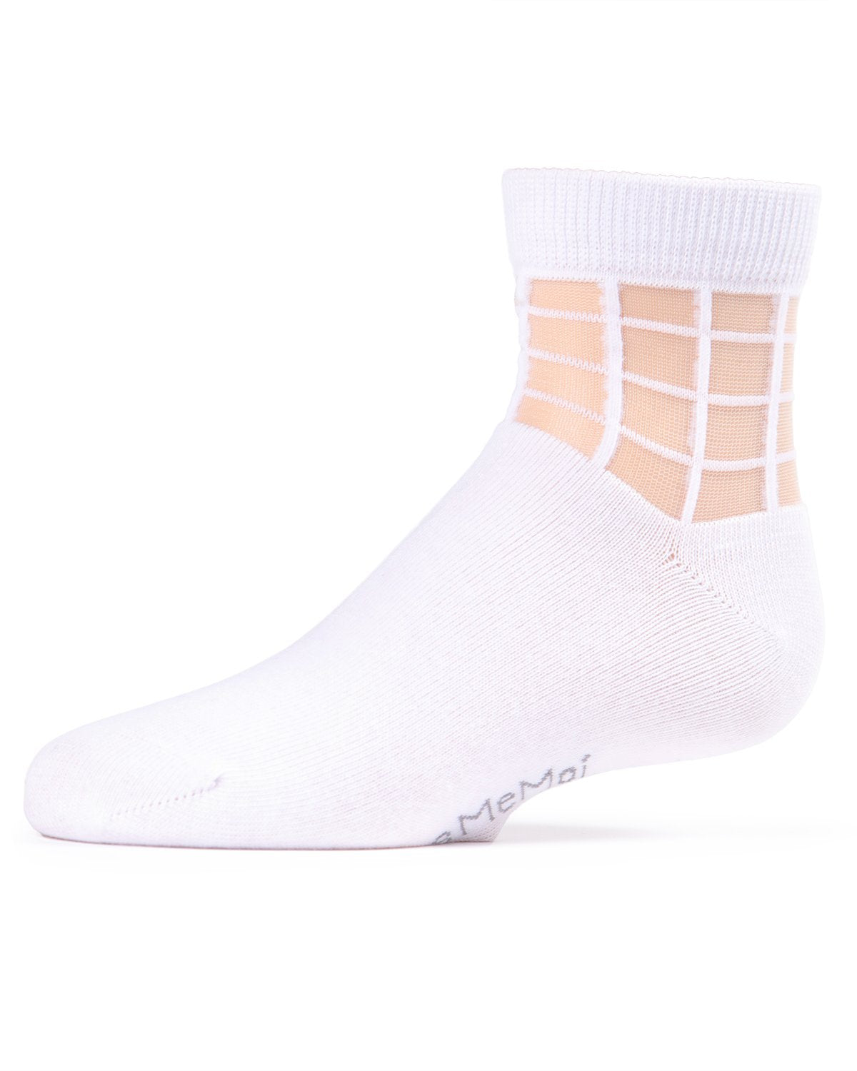 Girls Window Pane Sheer Cotton Blend Socks : Color: White