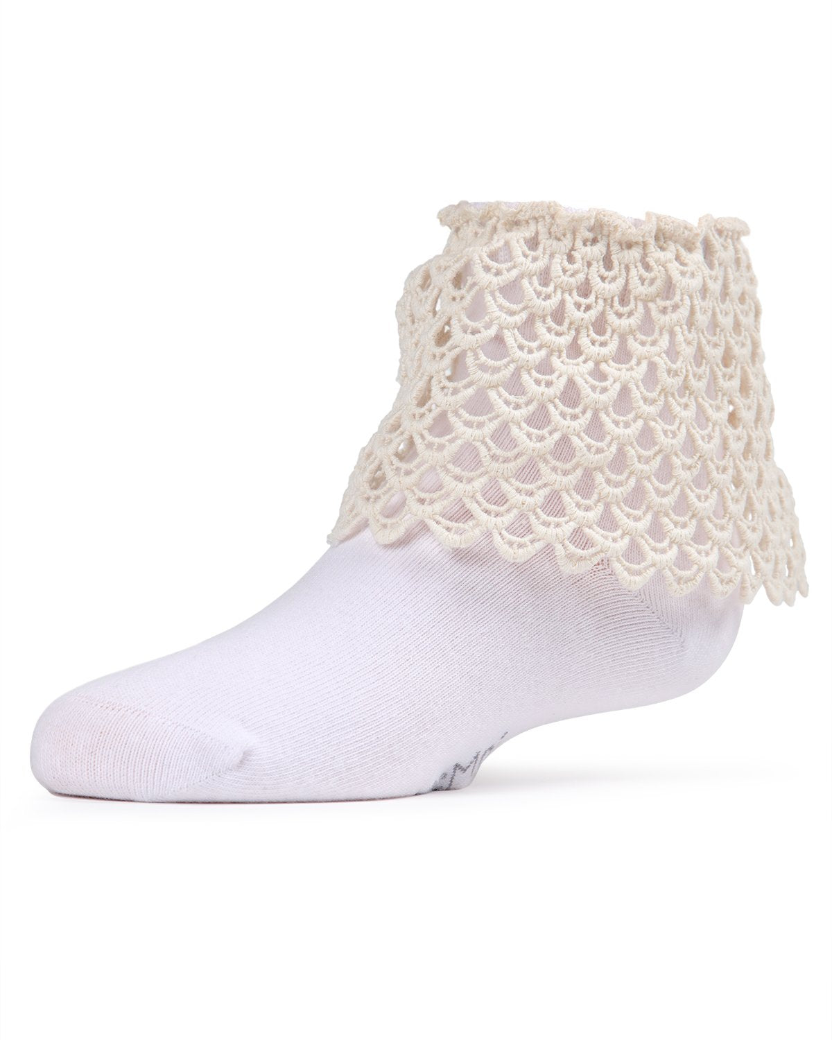 Lacy Loopsy Girls Cotton Blend Anklet Sock : Color: Marshmallow