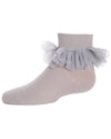 Hello Darlin' Flower Petal Cotton Blend Girls Anklet Socks : Color: Silver Cloud