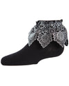 Metallic Leaf Girls Cotton Blend Anklet Socks : Color: Black Silver