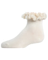 Faux-Fur Cuff Cotton Blend Anklet Socks : Color: Winter White