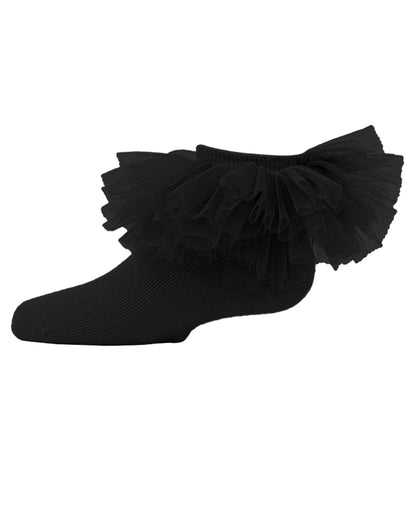 Girls' Oversized Tutu Ballerina Anklet Socks : Color: Black