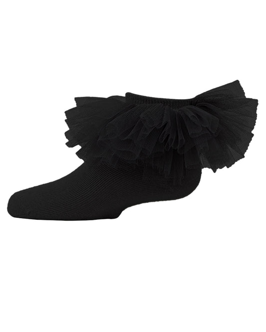 Girls' Oversized Tutu Ballerina Anklet Socks : Color: Black