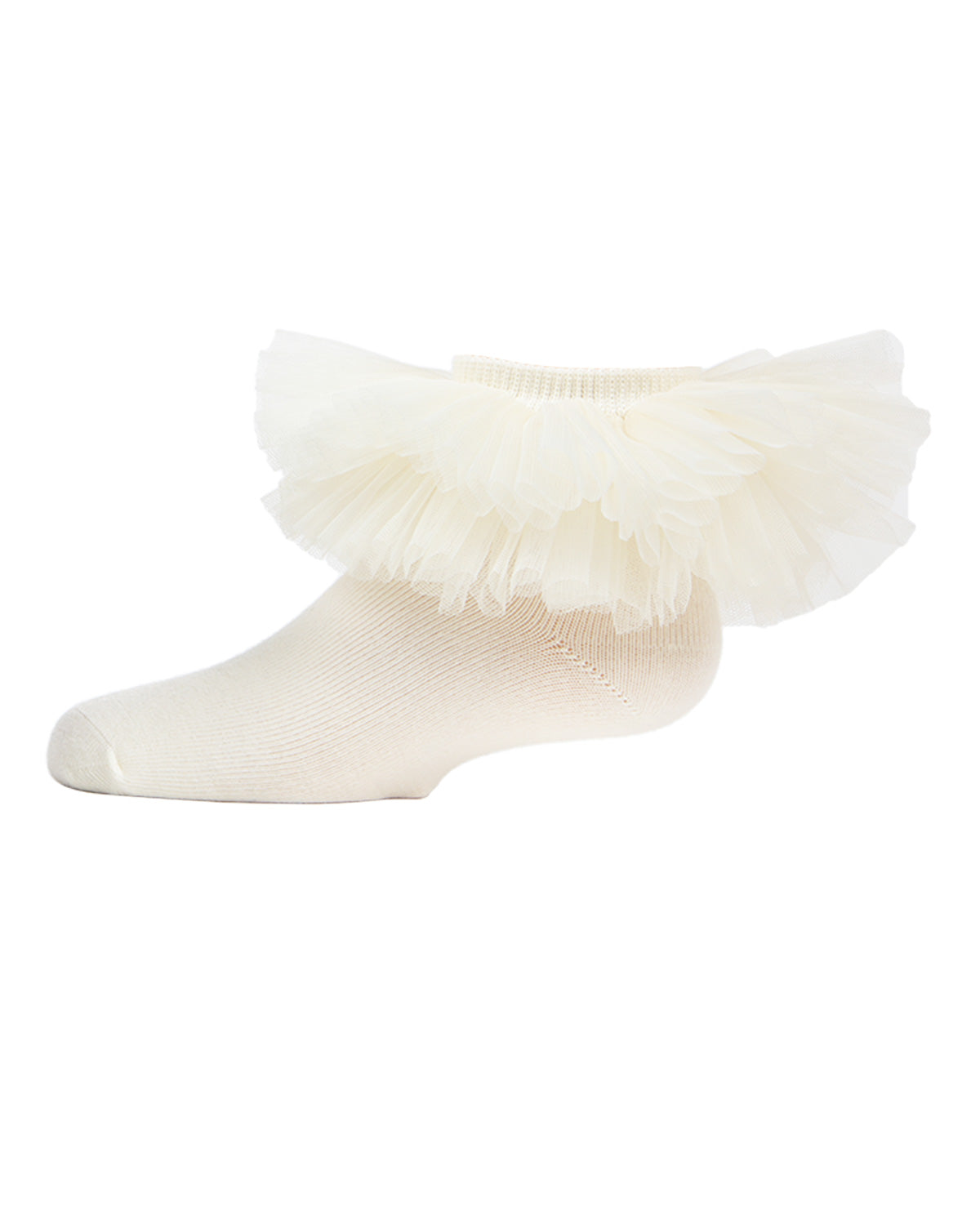 Girls' Oversized Tutu Ballerina Anklet Socks : Color: Winter White