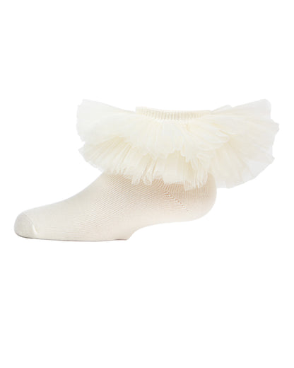 Girls' Oversized Tutu Ballerina Anklet Socks : Color: Winter White