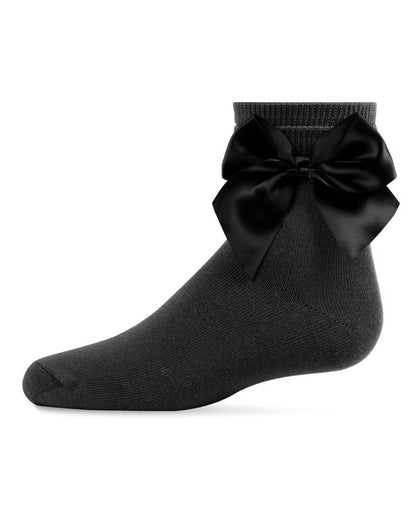Girls' Silky Side Bow Anklet Socks : Color: Black