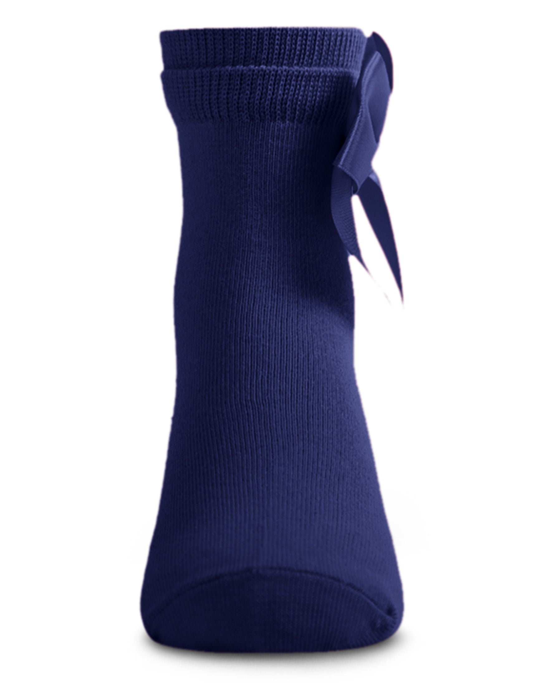 Girls' Silky Side Bow Anklet Socks : Color: Navy