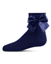Girls' Silky Side Bow Anklet Socks : Color: Navy