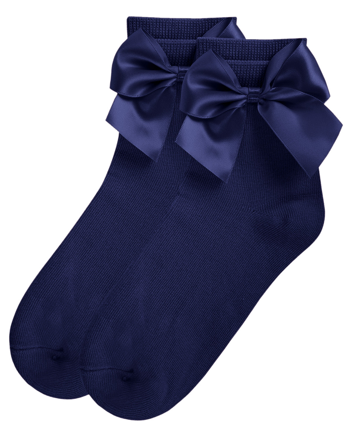 Girls' Silky Side Bow Anklet Socks : Color: Navy