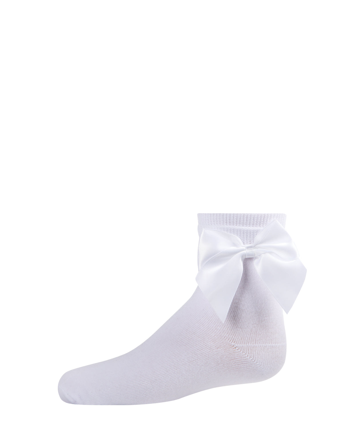 Girls' Silky Side Bow Anklet Socks : Color: White