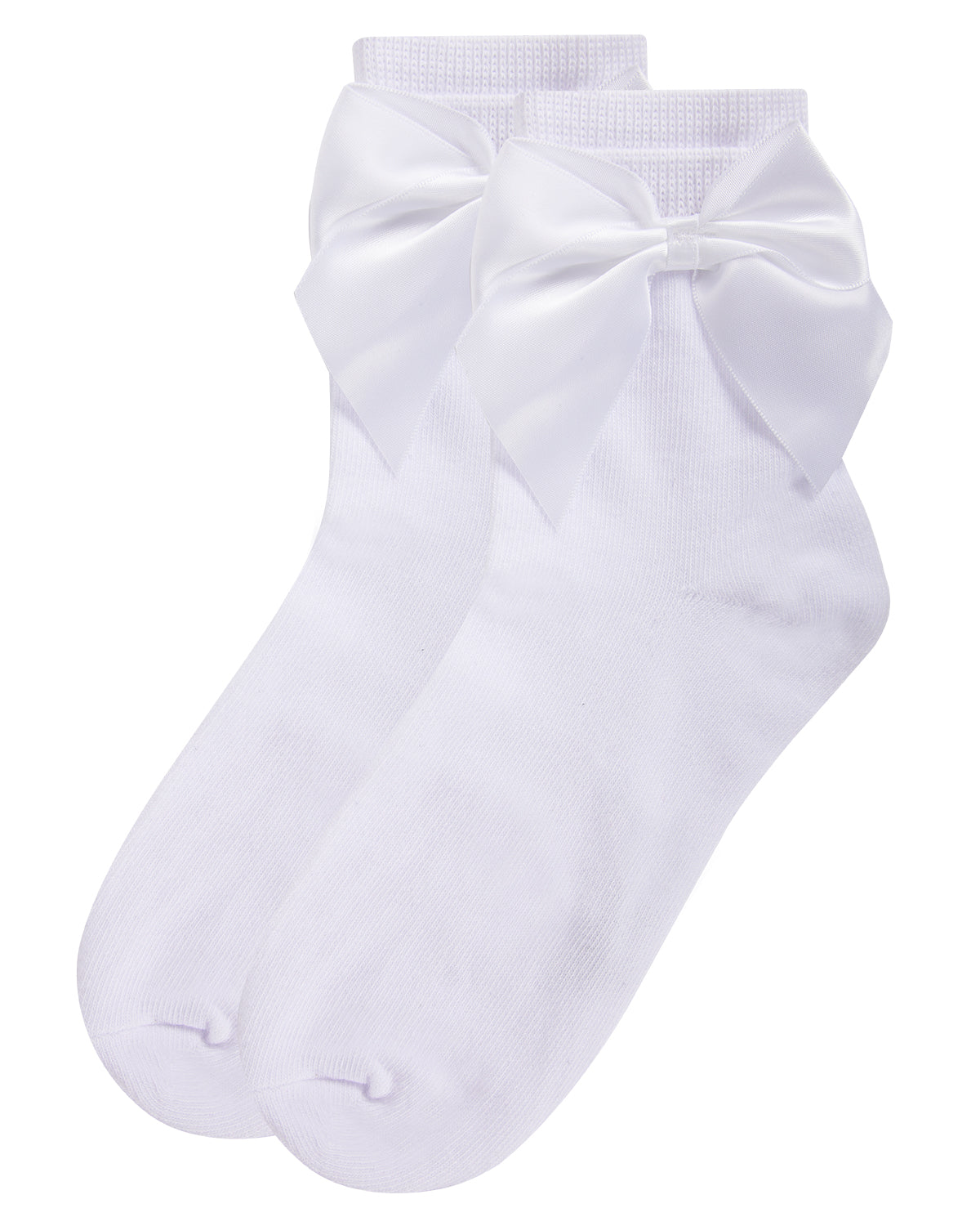 Girls' Silky Side Bow Anklet Socks : Color: White