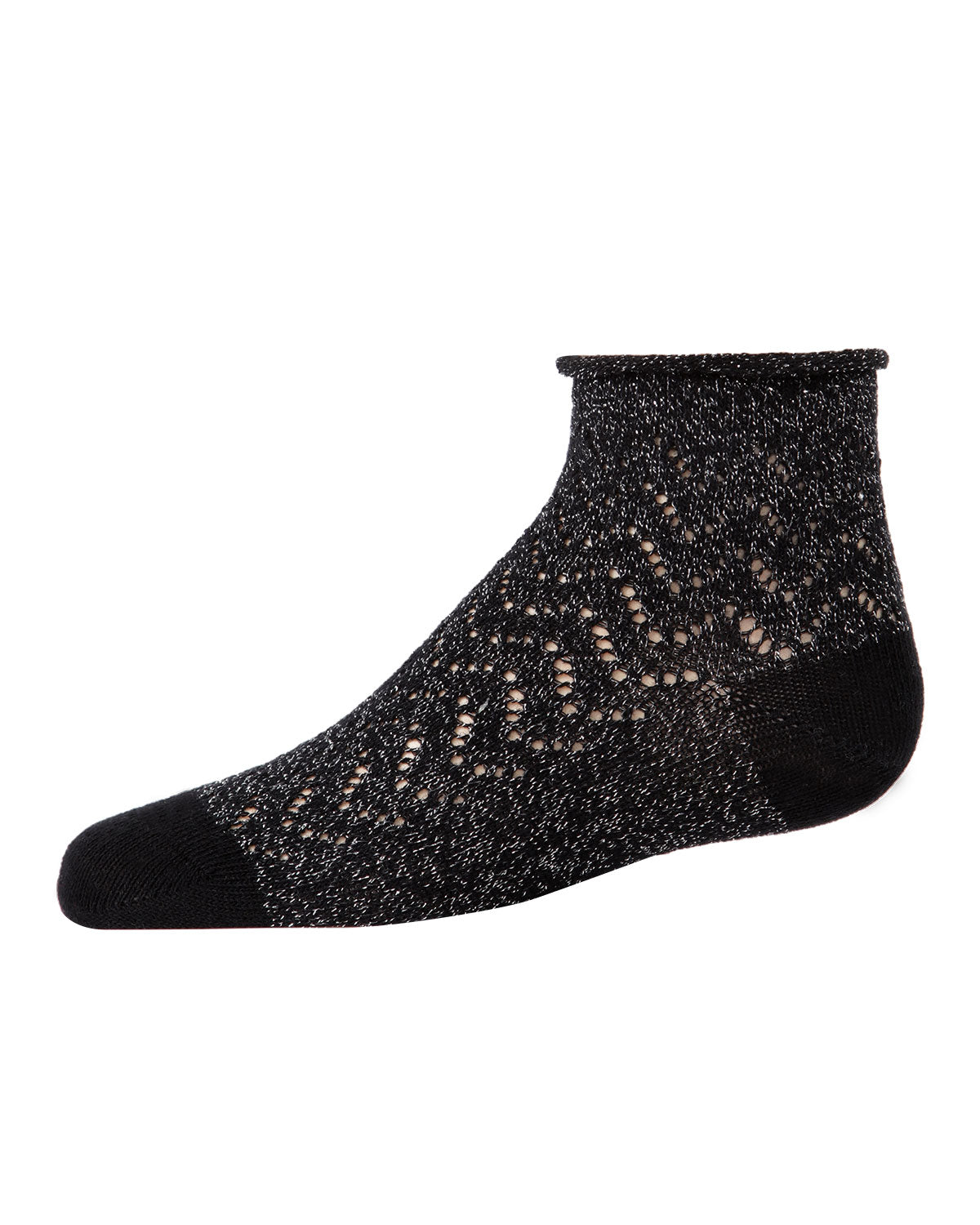 Fuzzy Shimmer Cotton Blend Anklet Socks : Color: Black