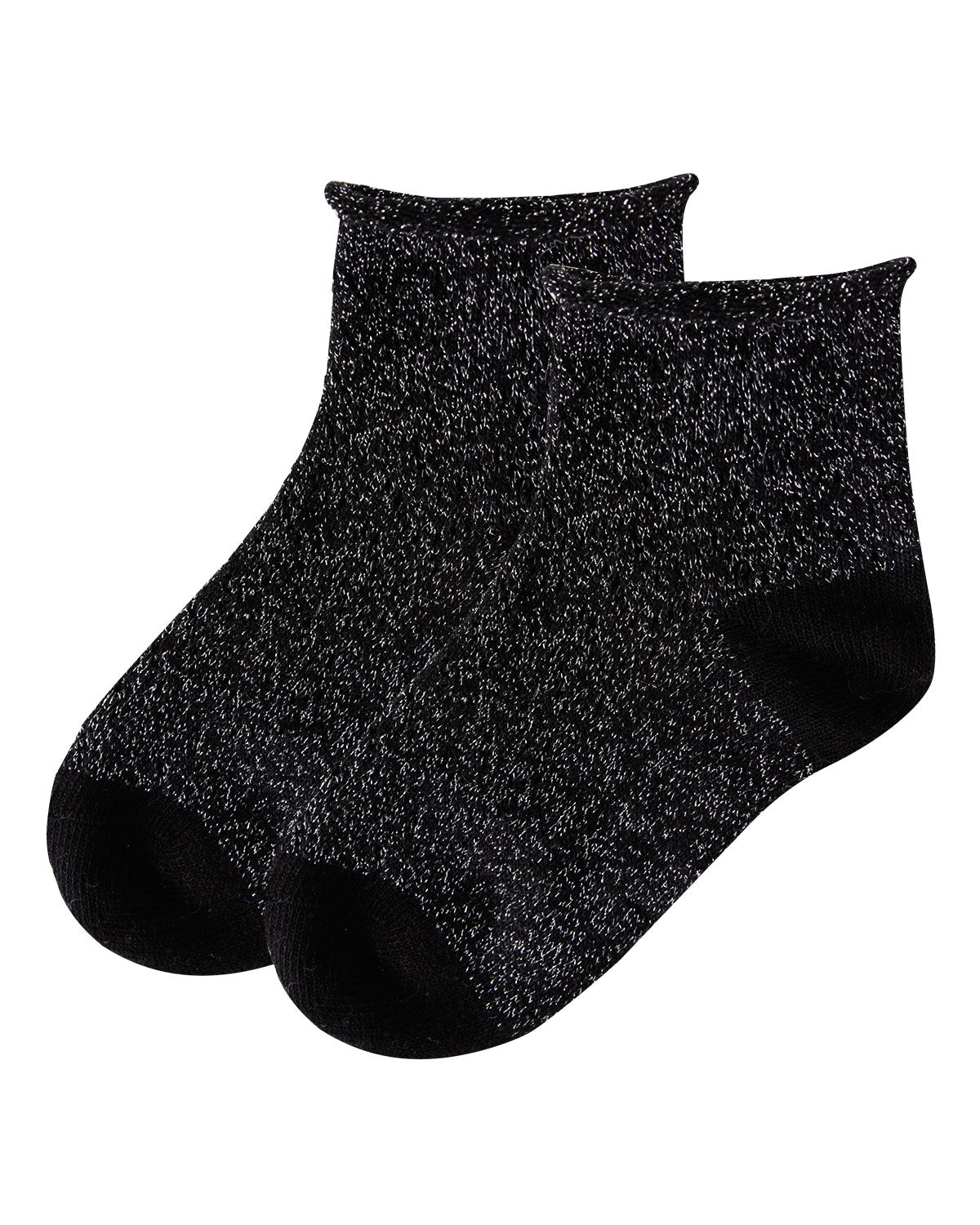 Fuzzy Shimmer Cotton Blend Anklet Socks : Color: Black