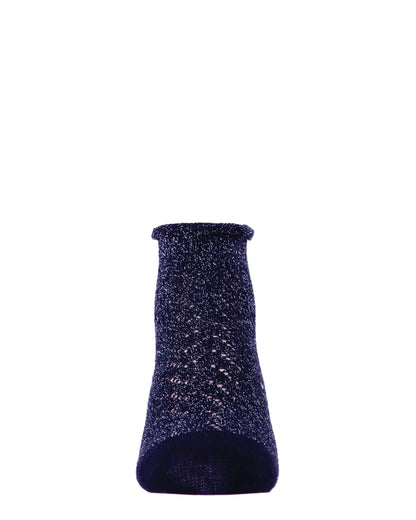 Fuzzy Shimmer Cotton Blend Anklet Socks : Color: Black