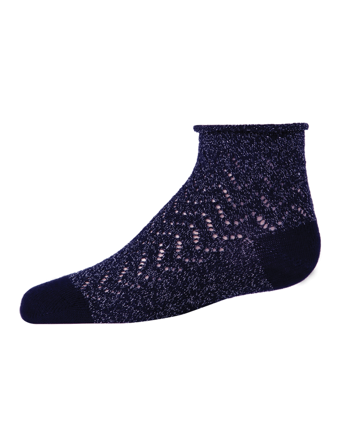Fuzzy Shimmer Cotton Blend Anklet Socks : Color: Navy
