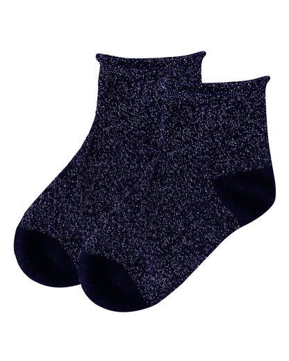 Fuzzy Shimmer Cotton Blend Anklet Socks : Color: Navy