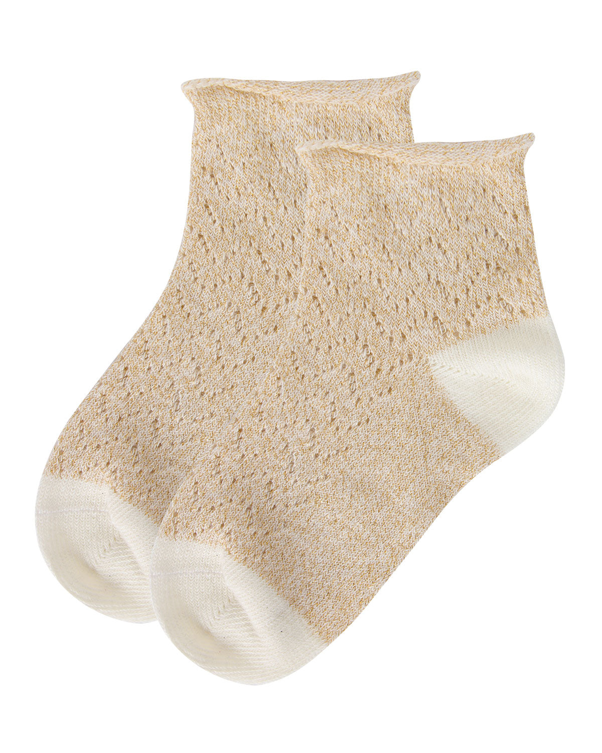 Fuzzy Shimmer Cotton Blend Anklet Socks : Color: Winter White