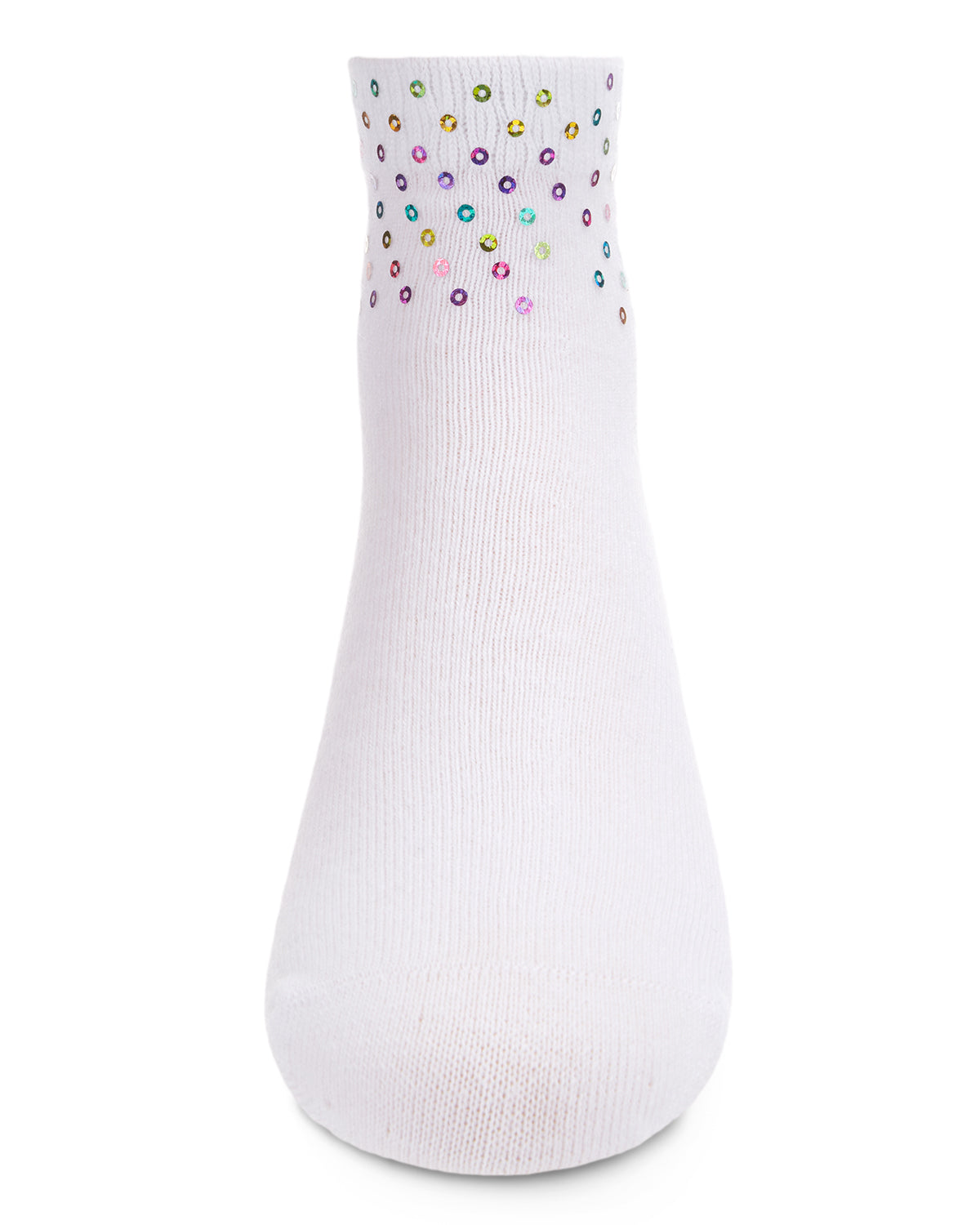 Multicolor Sequin Cotton Blend Girls Anklet Sock : Color: Black