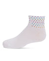 Multicolor Sequin Cotton Blend Girls Anklet Sock : Color: White