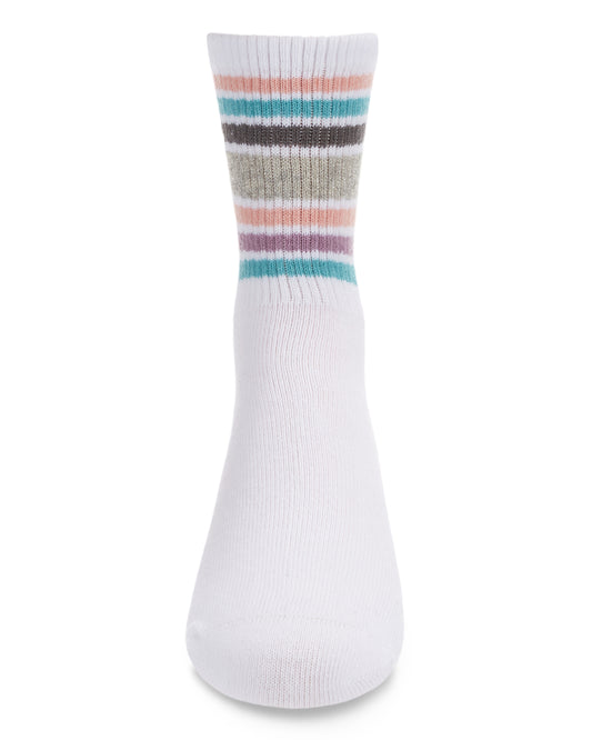 Metallic Sport Stripe Cotton Blend Crew Sock : Color: White
