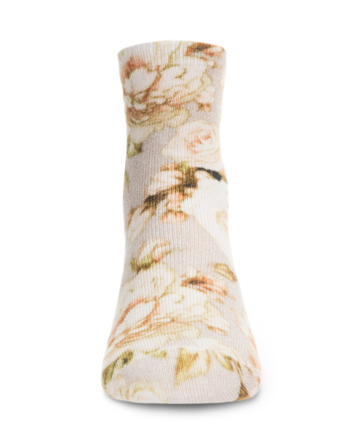 Rose Floral Bamboo Blend Crew Sock : Color: Winter White
