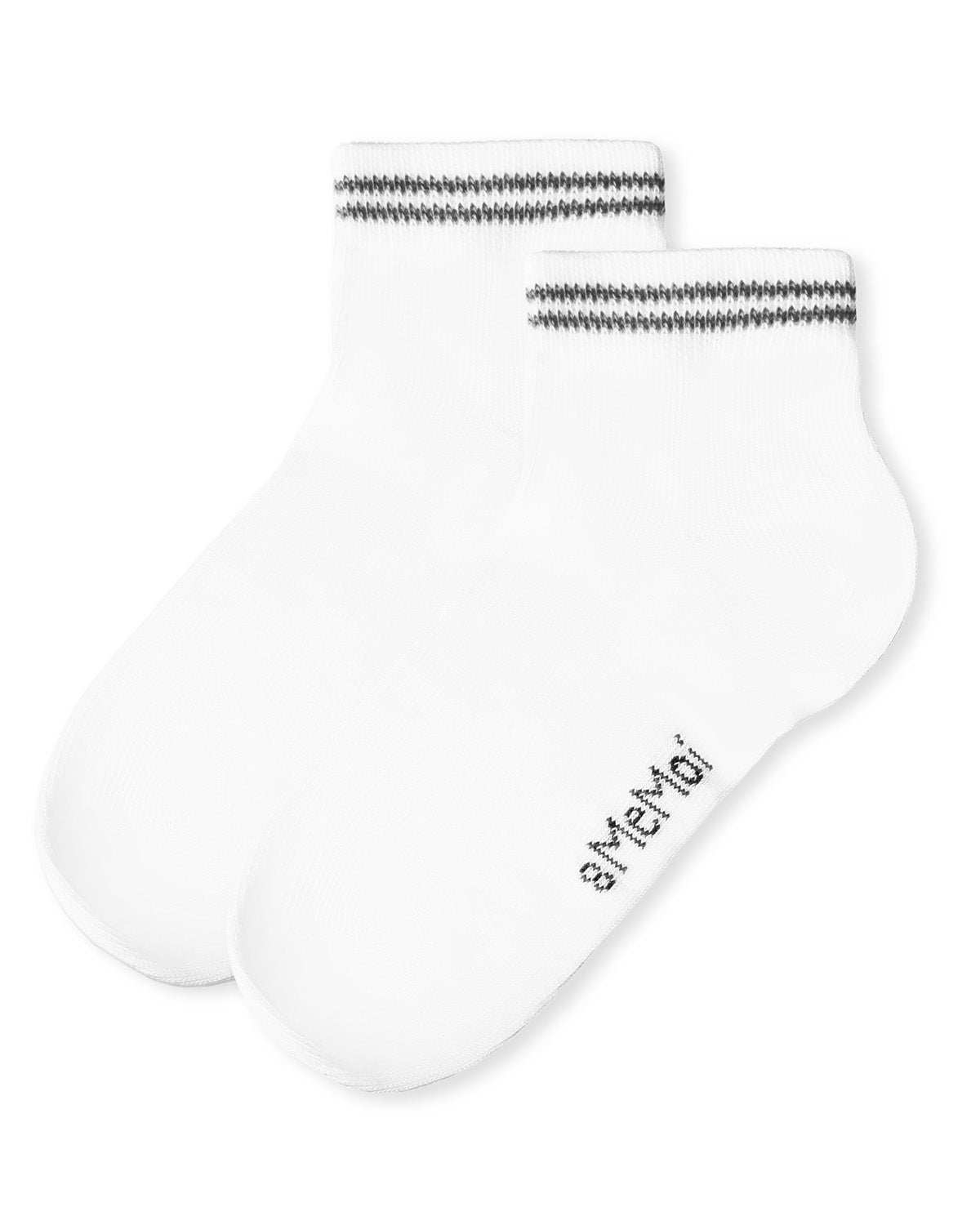Girls' Ziggy Double Ring Cotton Blend Anklet Sock : Color: Black