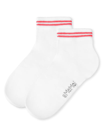 Girls' Ziggy Double Ring Cotton Blend Anklet Sock : Color: Red