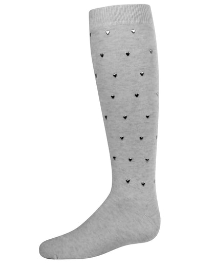 Girls' Sweetheart Studded Knee-High Socks : Color: Light Gray