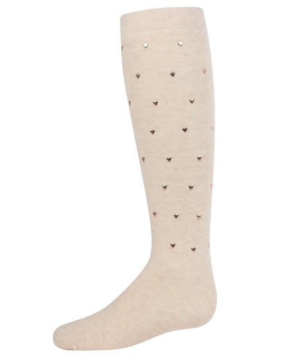 Girls' Sweetheart Studded Knee-High Socks : Color: Oatmeal