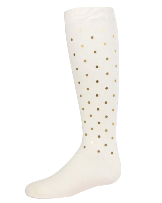 Girls' A Speck of Spots Polka Dot Knee High Socks : Color: Winter White
