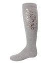 Foil and Foliage Cotton Blend Girls Knee Socks : Color: Light Gray