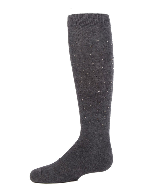 Jazzy Jeweled Girls Cotton Blend Knee Socks : Color: Charcoal