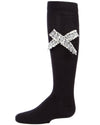 Tidy Little Bow Girls Cotton Blend Knee Socks : Color: Black
