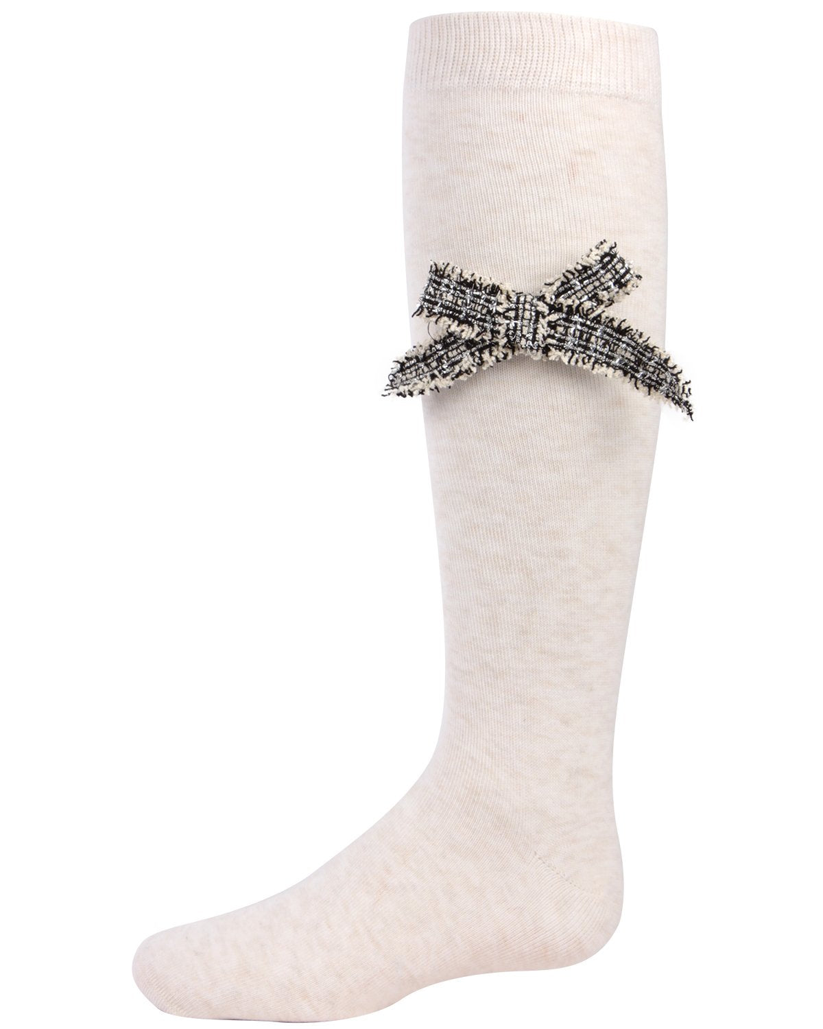 Tidy Little Bow Girls Cotton Blend Knee Socks : Color: Vanilla Ice