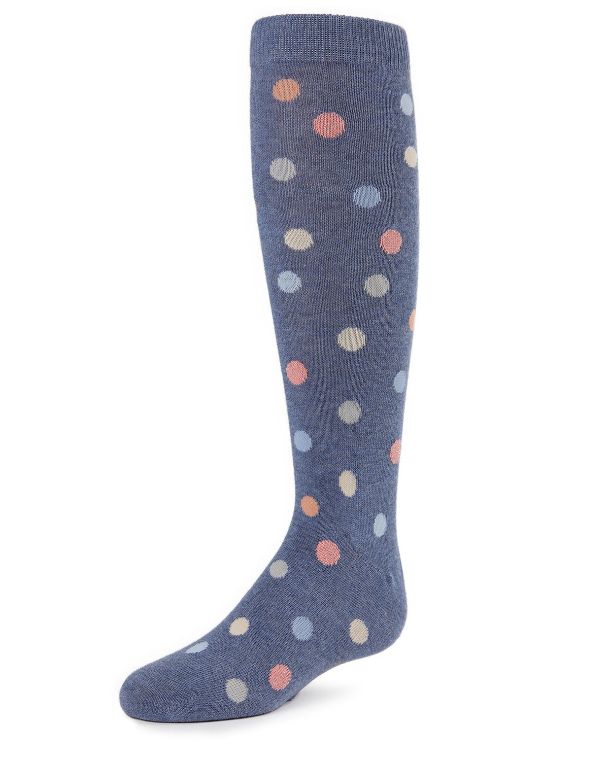 Polka Point Girls Cotton Blend Knee Socks : Color: Denim
