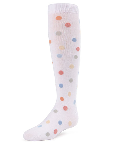 Polka Point Girls Cotton Blend Knee Socks : Color: White